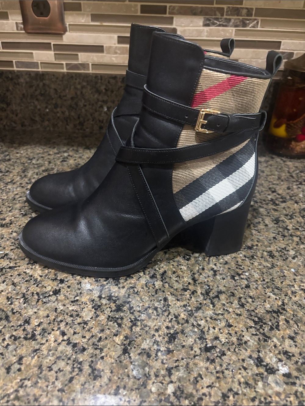 Burberry Pryle check block heel Ankle Boots